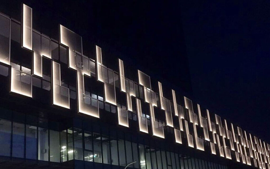 perforated facade lighting