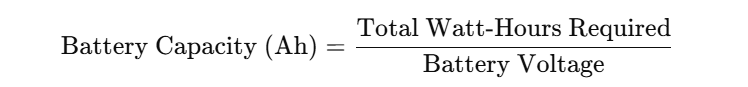 Battery capacity formula