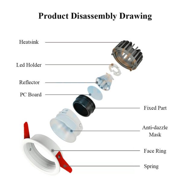 12W Adjustable Recessed Downlights - Image 4