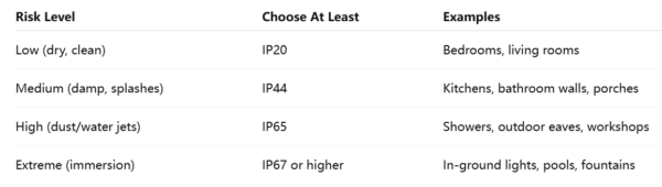 IP Ratings for LED Downlights: What They Mean and Where to Use Them
