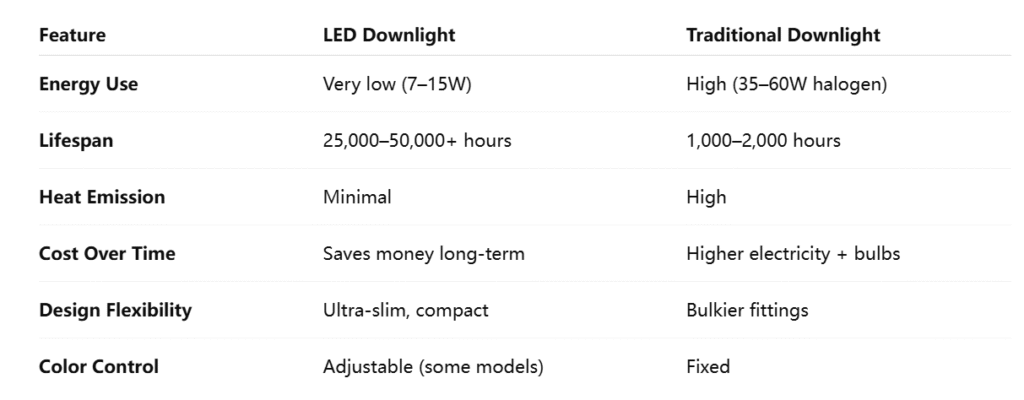 LED Downlight vs Traditional Downlight