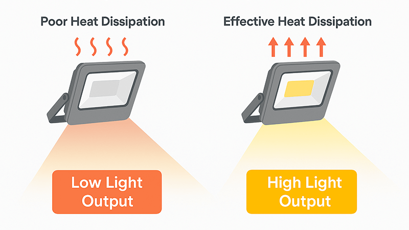 Impact of heat dissipation on LED floodlight performance