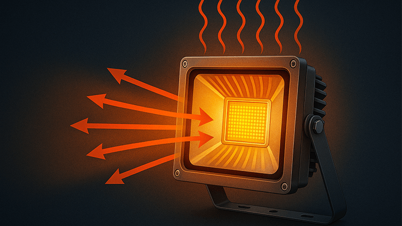 LED floodlight generating heat