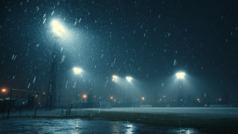 LED floodlights performing in rain and snow