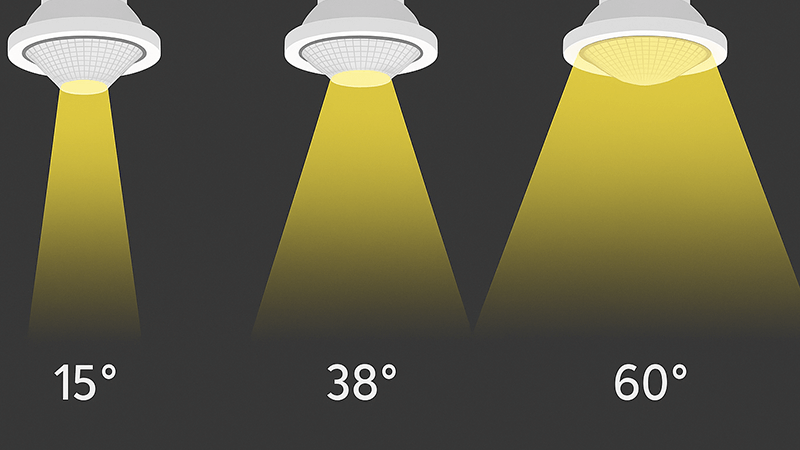 Different lenses for LED lights creating various beam angles
