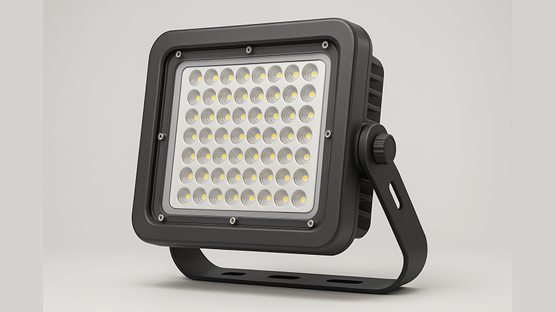A premium, robustly built LED floodlight shown against a clean background.