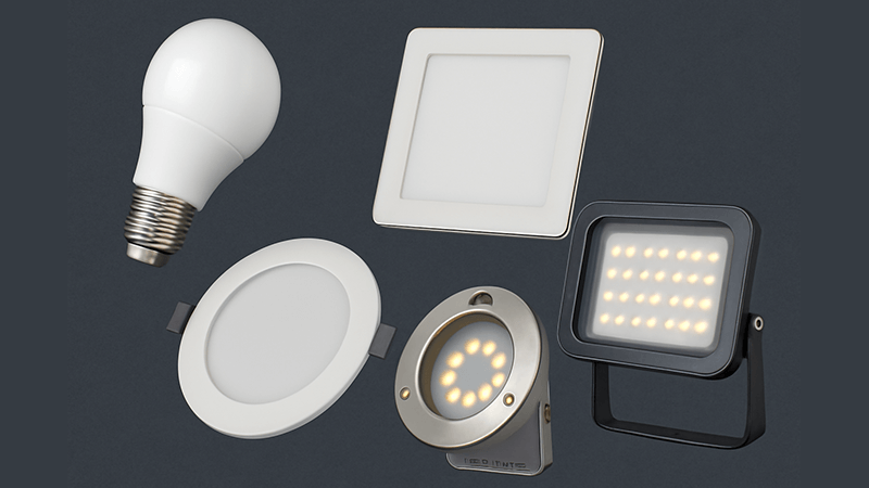 A collection of different LED lights for various applications, from indoor to underwater