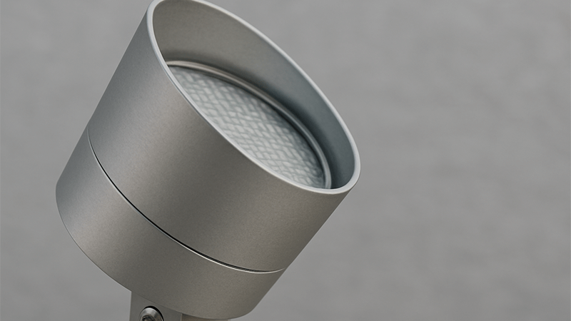 Rust-Proof Aluminum Lights A close-up shot of an aluminum light fixture showing its clean, unrusted surface after years outdoors