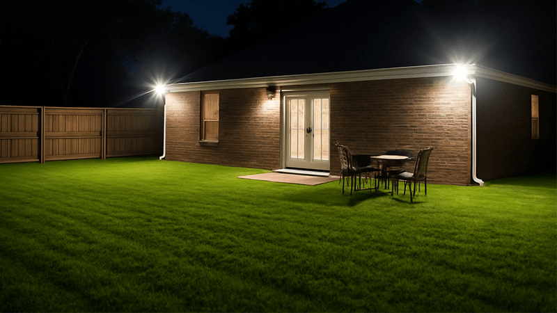 Outdoor Flood Light Lumens Guide A well-lit backyard using outdoor flood lights
