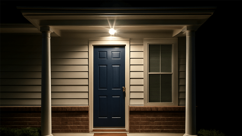 Brightness of a 700 Lumen Floodlight A front porch lit by a 700 lumen floodlight
