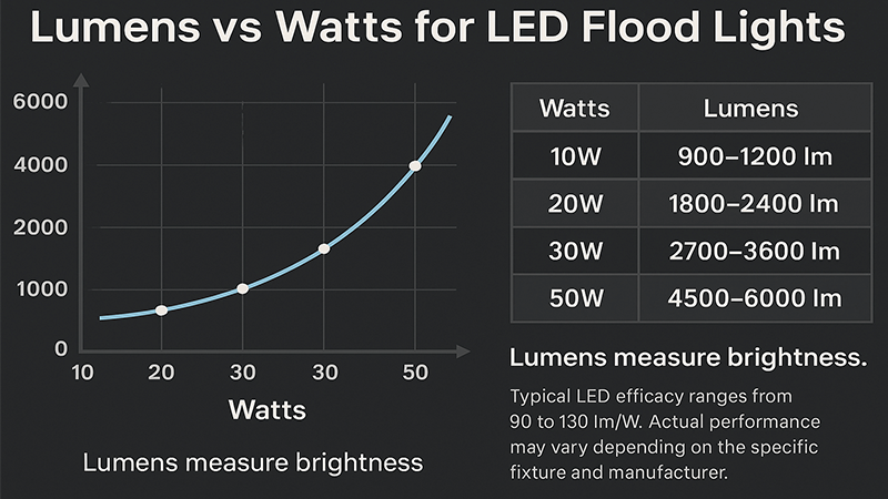 Comparing Lumens and Wattage in LEDs lumens vs watts for led flood lights