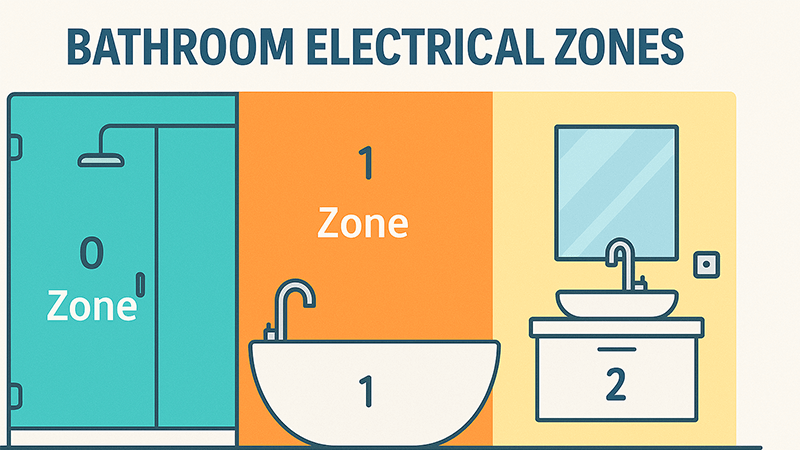 A clear diagram illustrating bathroom electrical zones 0, 1, and 2.