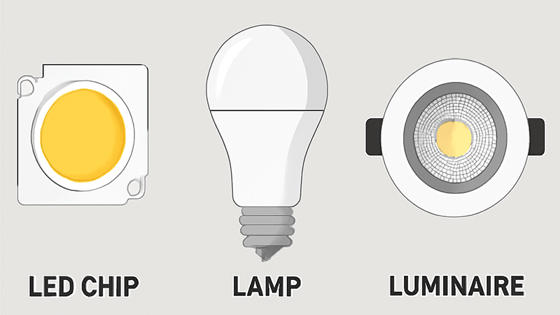 LED chip, lamp, and luminaire