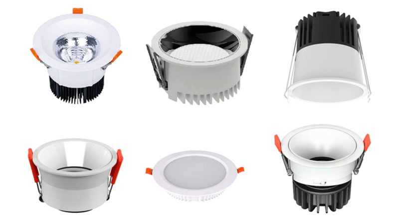 A selection of high-quality LED downlights on a clean background
