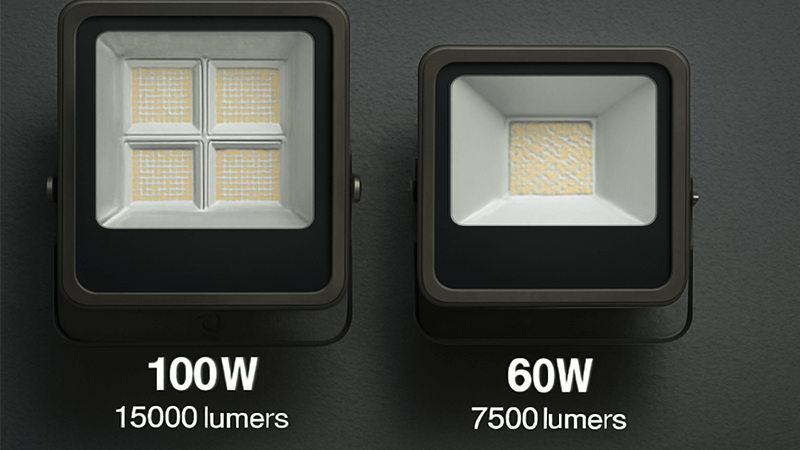 Infographic explaining the difference between watts, lumens, and efficacy