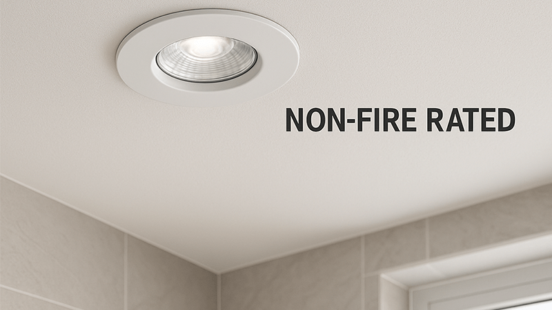 non-fire rated downlight in a top-floor bathroom