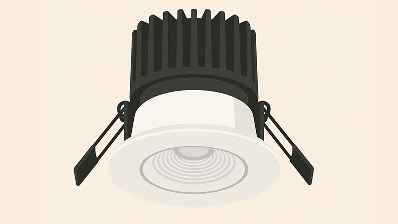 An example of a well-designed LED downlight with a large heat sink