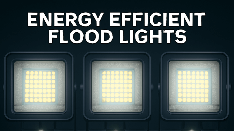 Energy efficient LED flood lights shining brightly