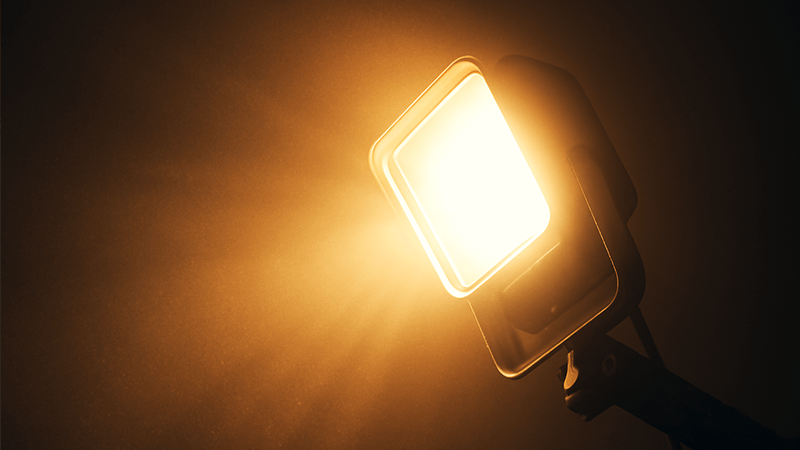 A poorly aimed flood light causing glare and light pollution