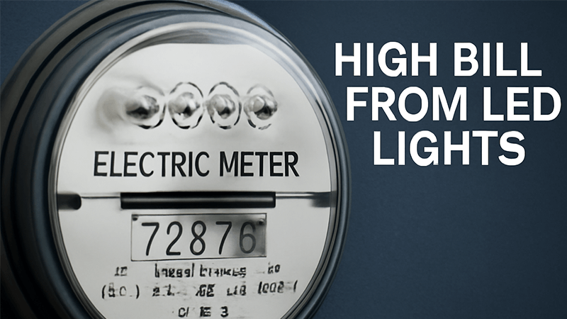 An electric meter spinning, representing a high bill from LED lights