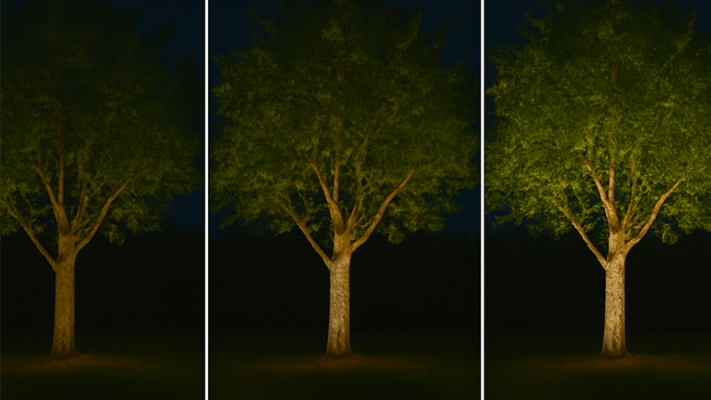 Comparison of different lumen outputs on trees