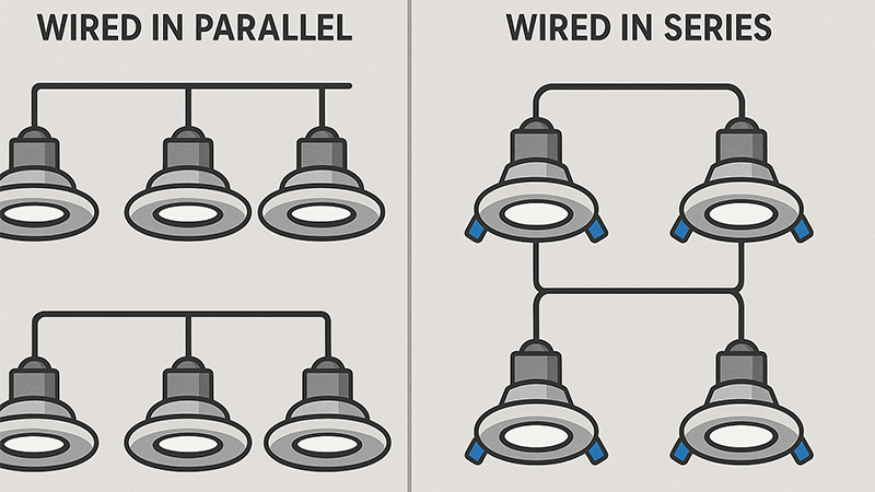 Downlights wired in parallel vs series circuit diagram