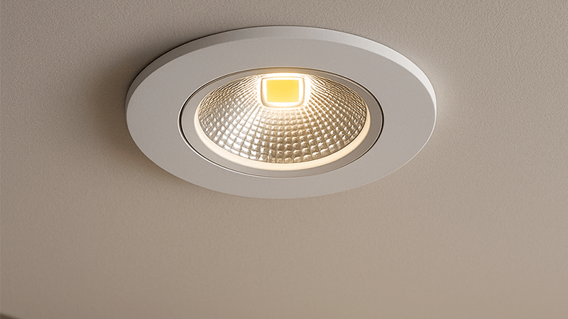 High-quality COB downlight A high-end COB downlight in a modern ceiling
