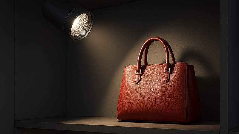 COB spotlight in a retail setting A powerful COB spotlight highlighting a retail product