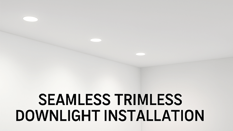A clean white ceiling with several trimless downlights providing a seamless lighting effect.