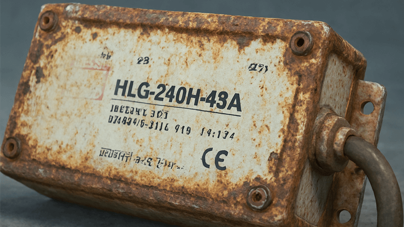 Failed LED Driver Component Due to Poor Quality A close-up of a corroded and failed LED driver component