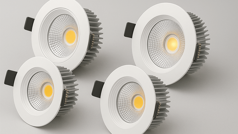 A collection of high-quality LED downlights on a clean background