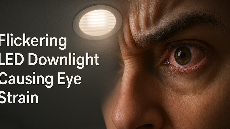 A flickering LED downlight causing eye strain