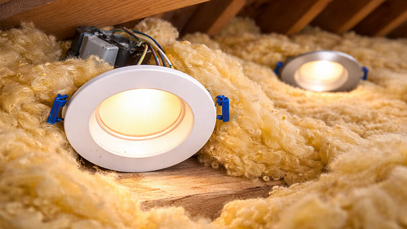 Loft insulation around LED downlights
