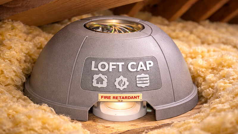 loft cap installed over an LED downlight