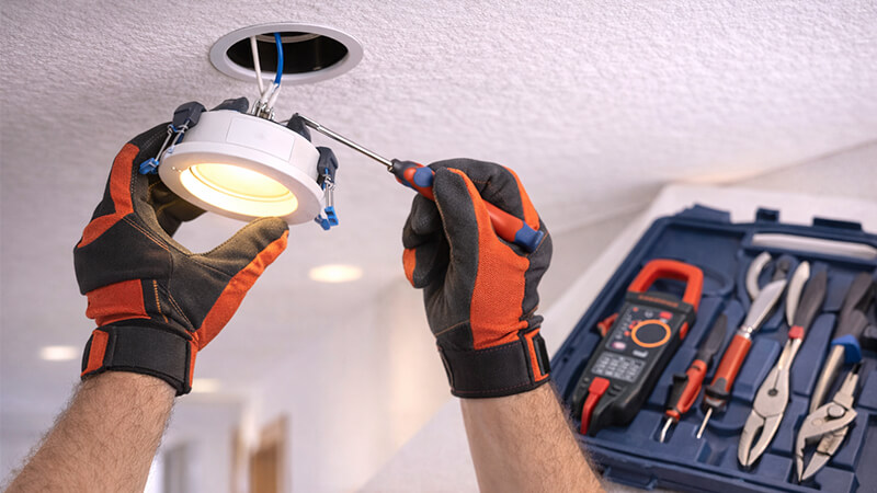 Replacing an LED downlight with professional tools