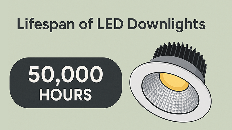 a close-up of a modern LED downlight installed in a ceiling