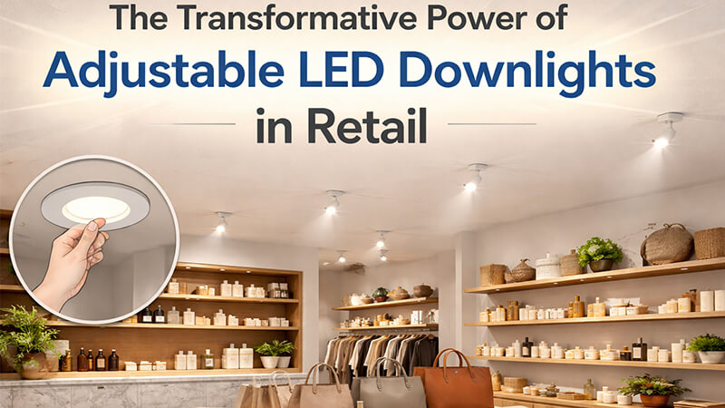 Adjustable LED downlights highlighting products in a modern retail store