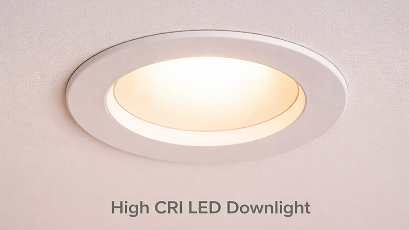Close-up of a high CRI LED downlight.