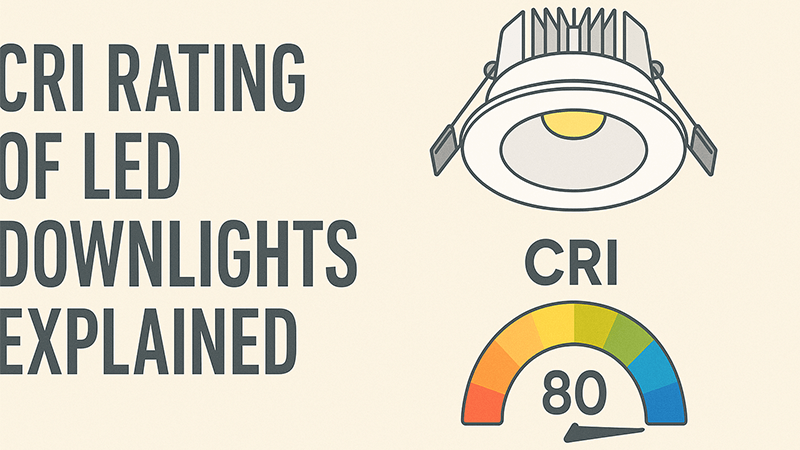An LED downlight illuminating a colorful set of objects to demonstrate CRI rating