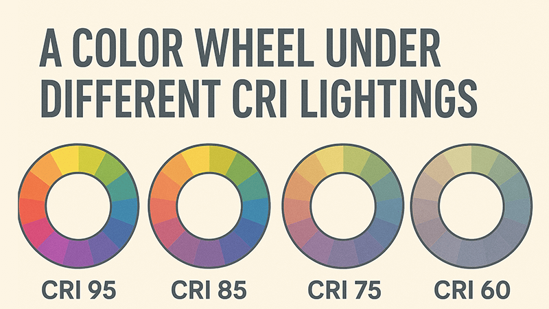 A color wheel under different CRI lightings