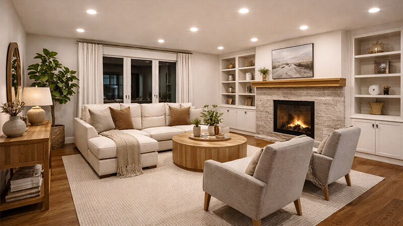 A well-lit room showing perfect downlight placement