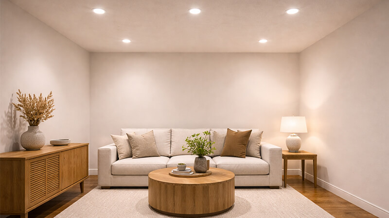 A minimalist room with just a few strategically placed downlights