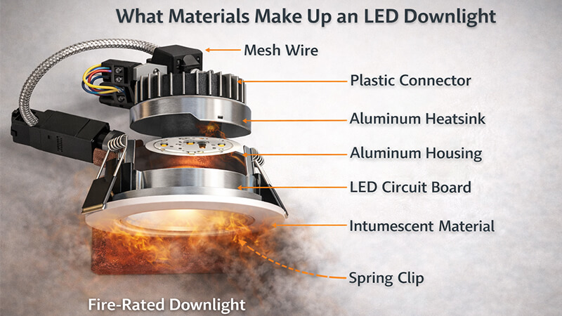 Components of a LED Downlight What materials make up an LED downlight