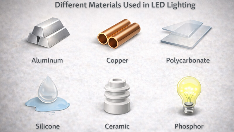 LED Light Material Breakdown Different materials used in LED lighting
